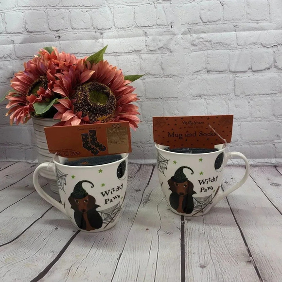 Milly Other - Milly green dachshund witchy paws mug and sock set